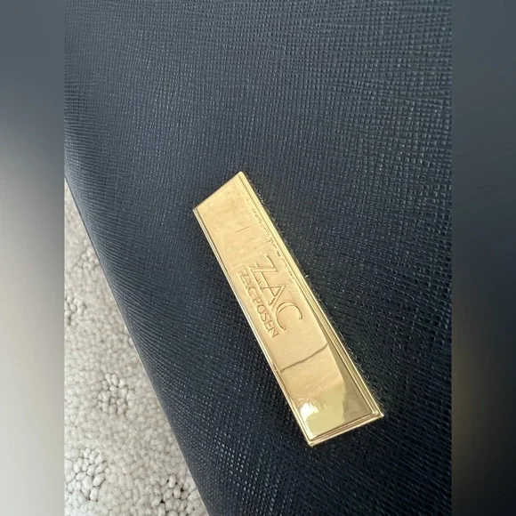 Zac Posen Saffiano Leather Black Top Handle Tote - Picture 3 of 6